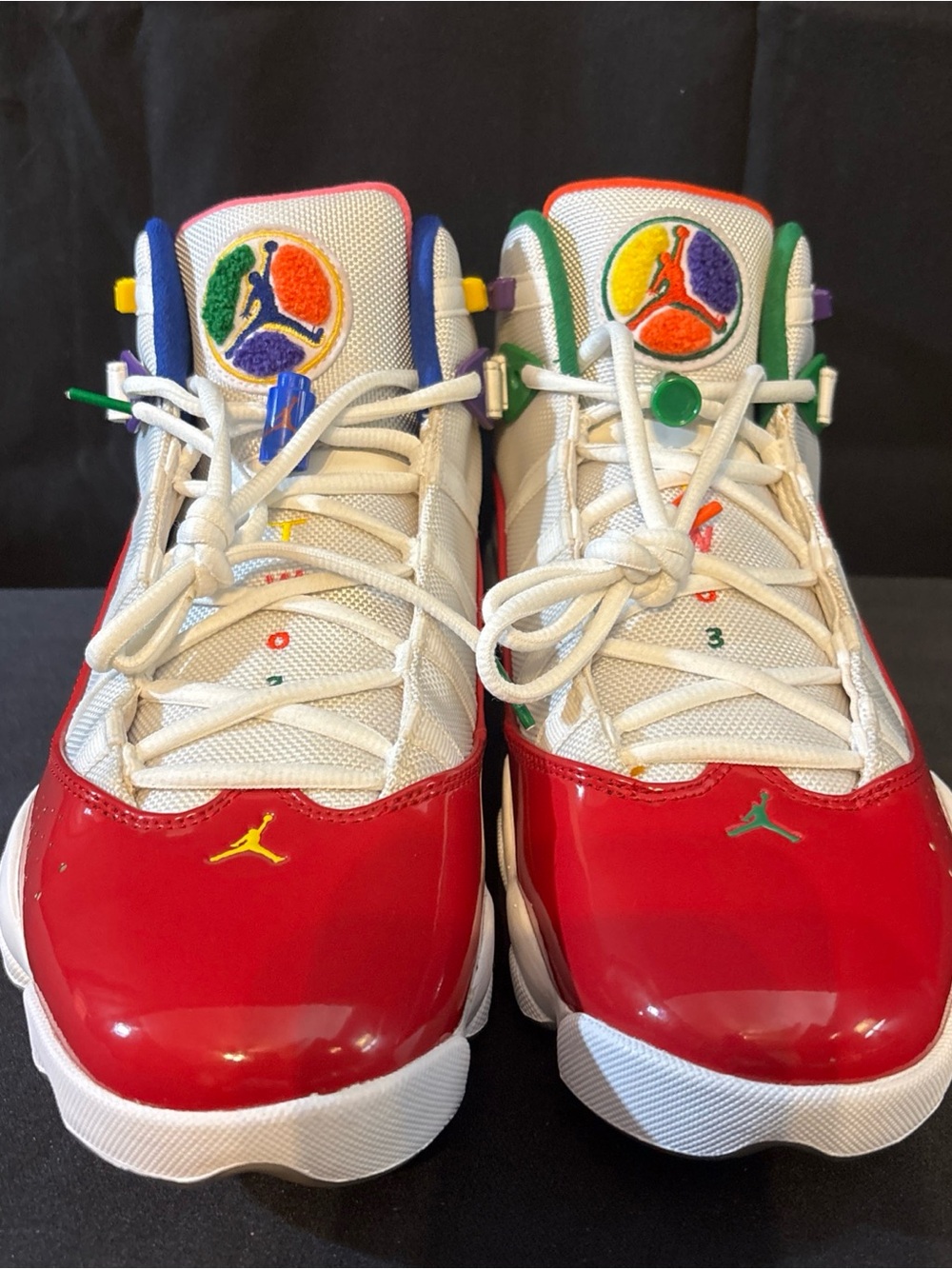 Jordan Kids Red and White Multi-Accent Basketball Sneakers